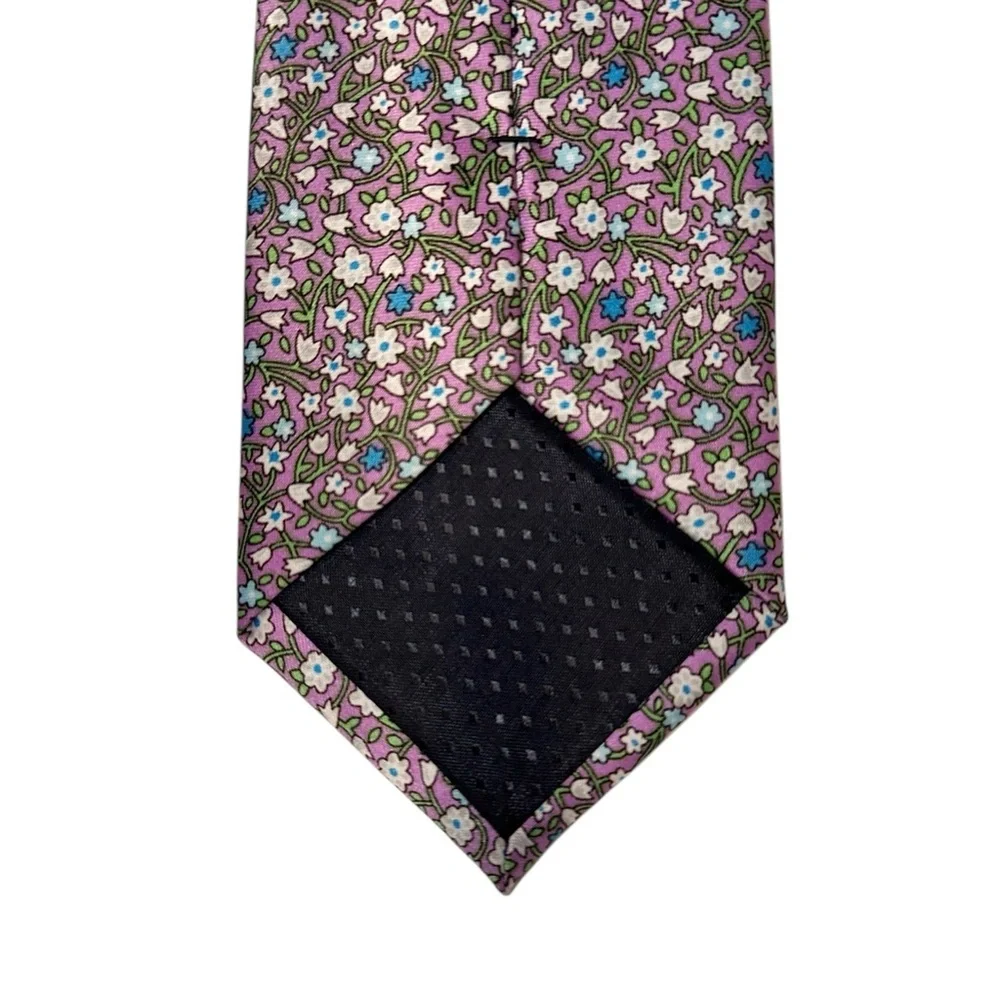 Vintage Pierre Cardin Mens Tie Pinkish Purple Floral Pattern Handmade 61x3”